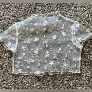 See Through Star Patterned Crop Top